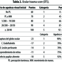 Tabla 2. Ocular trauma score (OTS).