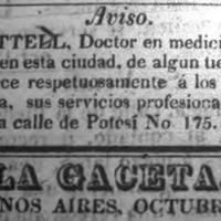 Figura 2. Aviso en La Gaceta Mercantil (20 de octubre de 1825).