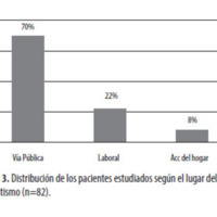 Figura 3. Distribución de los pacientes estudiados según el lugar del traumatismo (n=82).