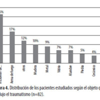 Figura 4. Distribución de los pacientes estudiados según el objeto que produjo el traumatismo (n=82).